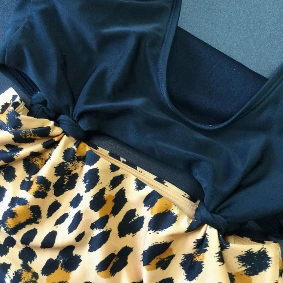 Art Class kids girls Size Large 10/12 One Piece Swimsuit Black Gold Animal Print - Picture 3 of 9